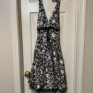 Love Tease Black and White Floral Backless Dress